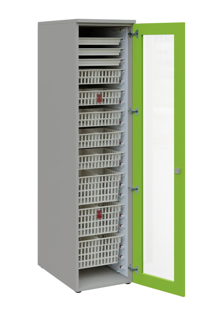 EUROMEDICA S - 46 ABS skříň léková boxová, 1-dveřová/prosklená, pravá, 1950x460x735, korpus šedý, dv